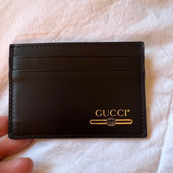 New without tags Authentic Gucci Card case black leather new unused - Picture 1 of 4